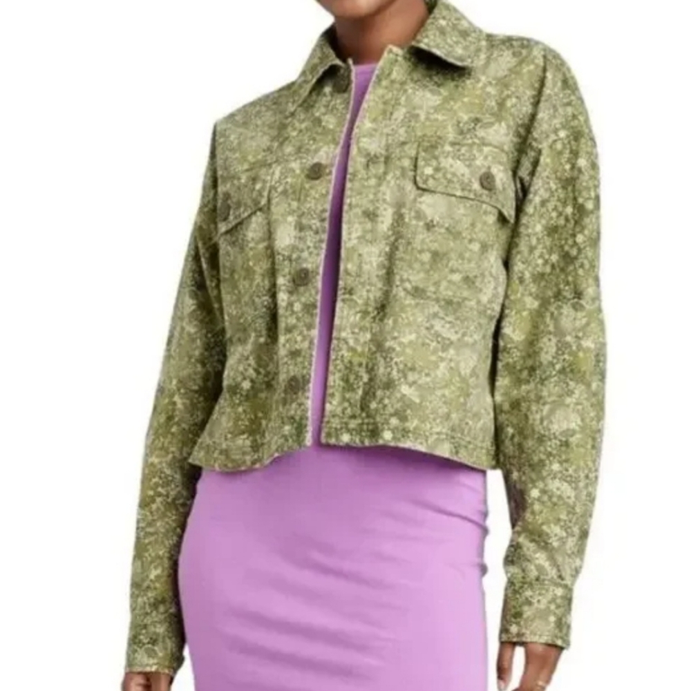 Wild Fable Floral Camo Print Cropped Canvas Surplus Shirt/Jacket Sz S NWT